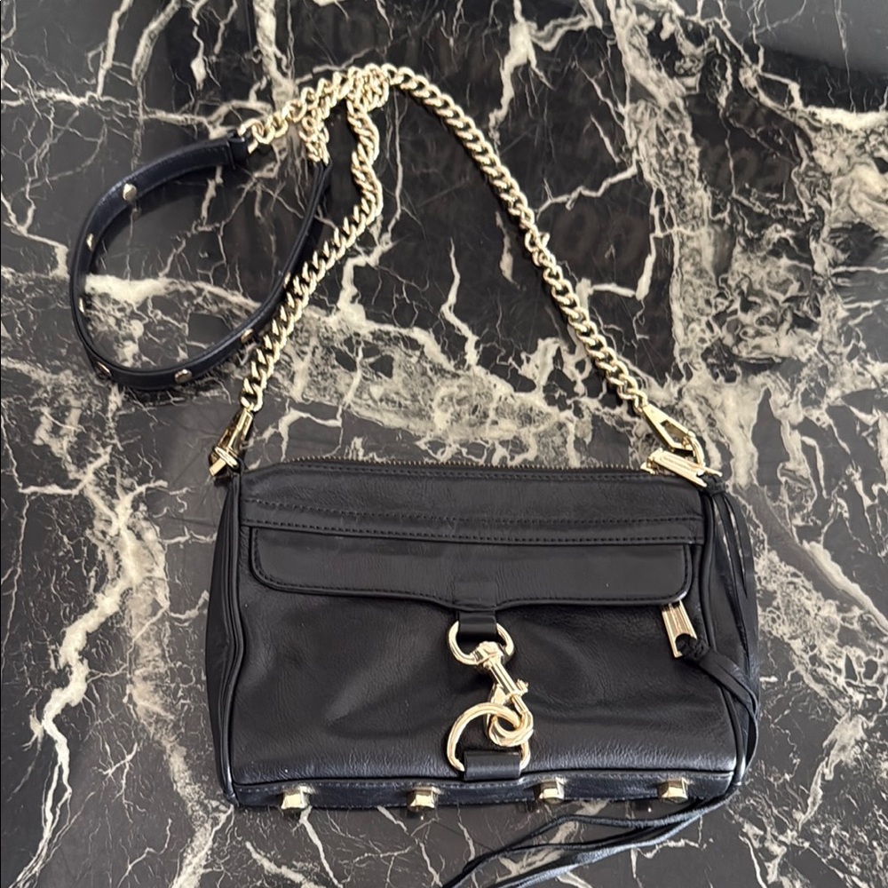 Rebecca Minkoff Black Leather Chain Crossbody Bag